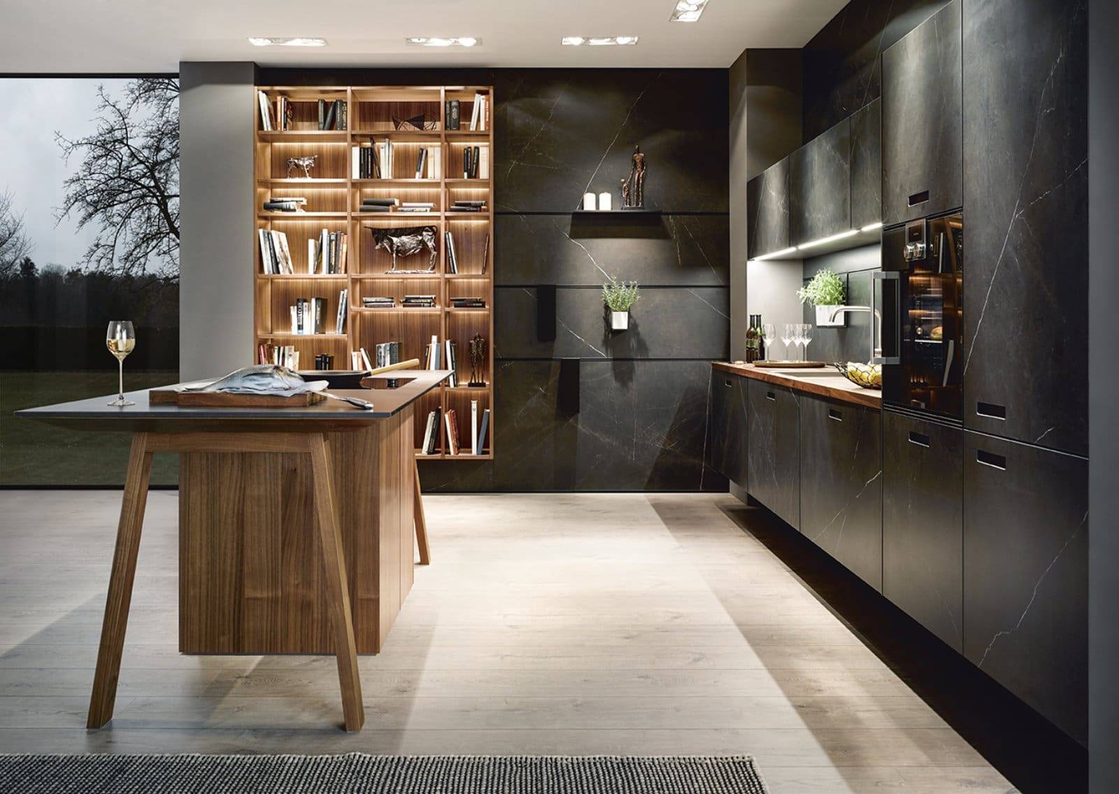 Next125 Dark Ceramic Wood L Shaped Kitchen With Island | Lead Wolf, Gotham