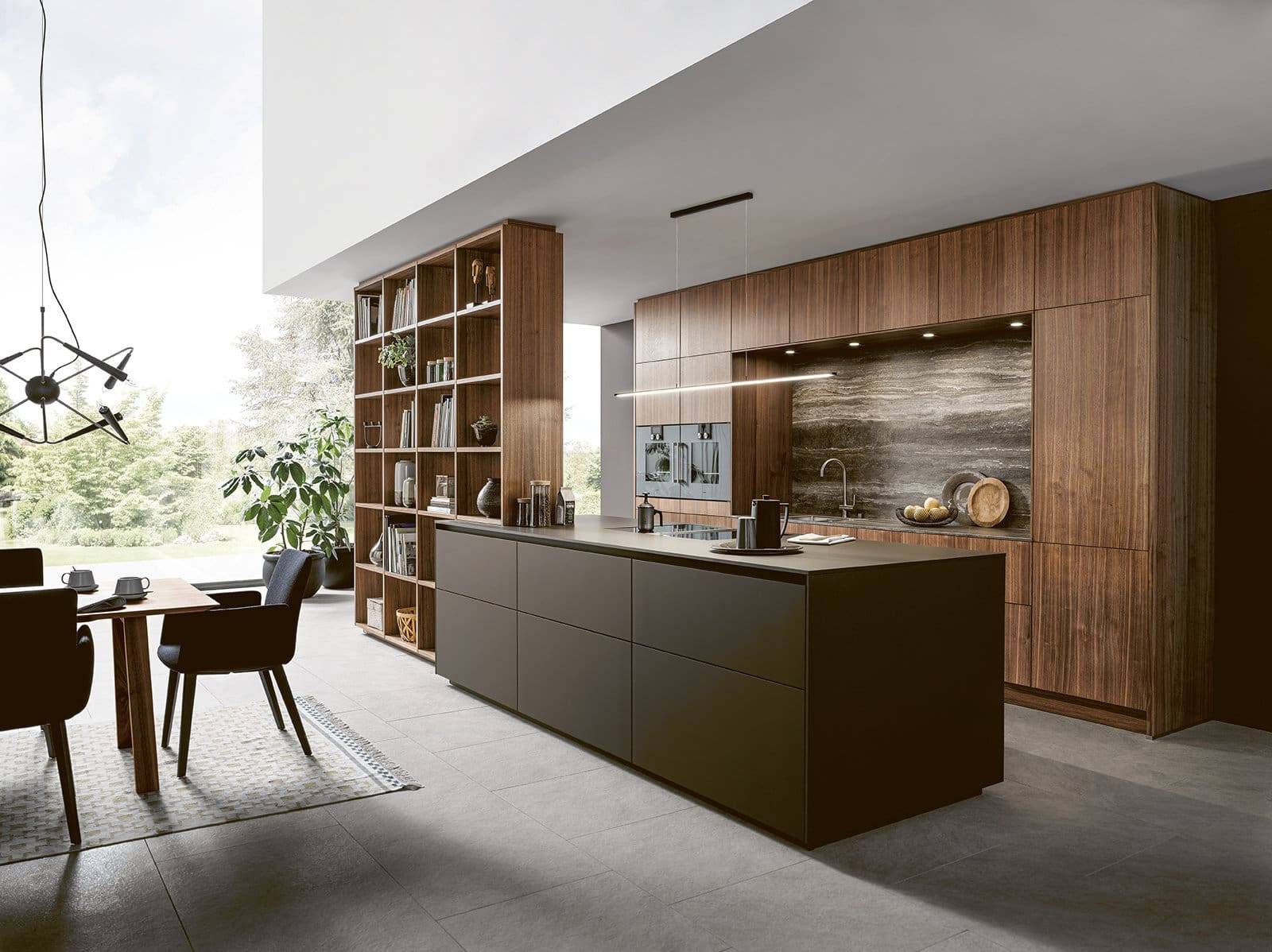 Next125 Modern Matt Wood Handleless Open Plan Kitchen With Island | Lead Wolf, Gotham